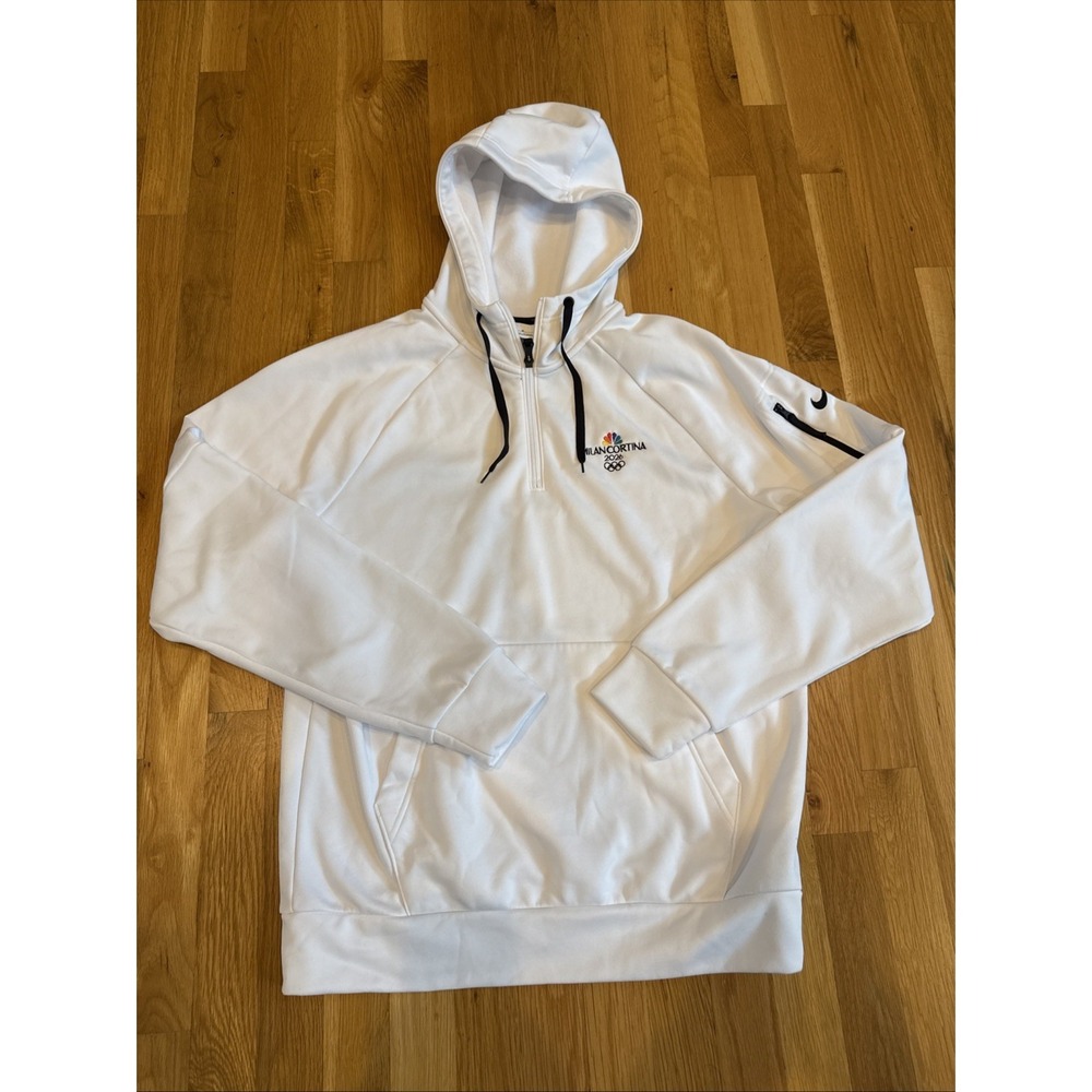 Nike‎ Milano Cortina 2026 Olympics Hoodie Mens Medium White Quarter Zip Dri Fit